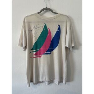 Vintage San Francisco Sailing T-Shirt Paper Thin Cotton Retro 80's 90's Nautical